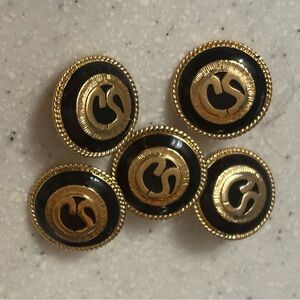 SOLD
St. John Collection 1“ buttons (lot of 5) black+gold logo